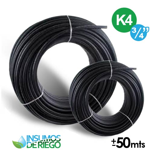 Caños / Rollos de Polietileno K4 de 3/4" de 50mts para riego o tendido de cables