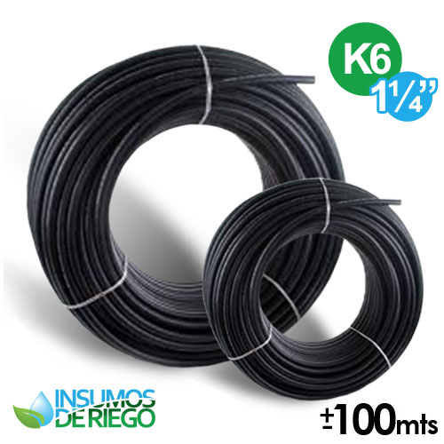 Caños / Rollos de Polietileno K6 de 1 1/4" de 100mts para riego o tendido de cables