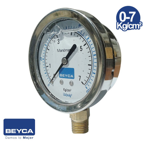 Manómetro con glicerina Beyca MM2-44 0-7 KG/cm²