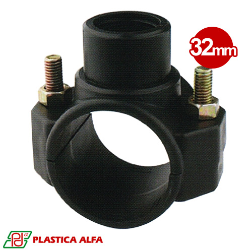 Montura Abrazadera para tuberías de pvc o pe de 32 - Rosca Hembra Plastica Alfa